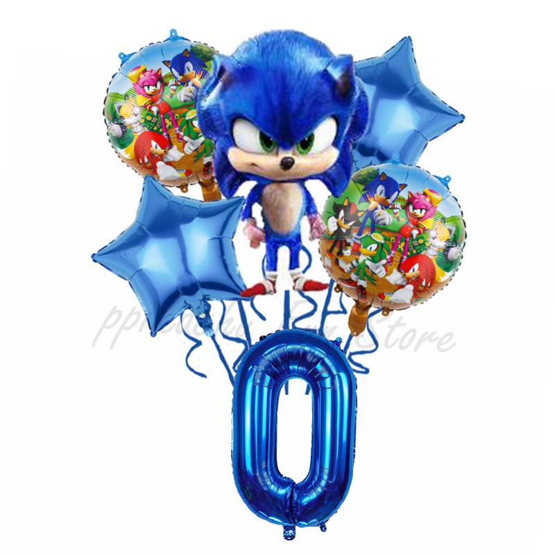 6Pcs Cartoon Hedgehog Balloons Sonic Theme Birthday Party Decoration Balloons For Boys Children Baby Bath Toys