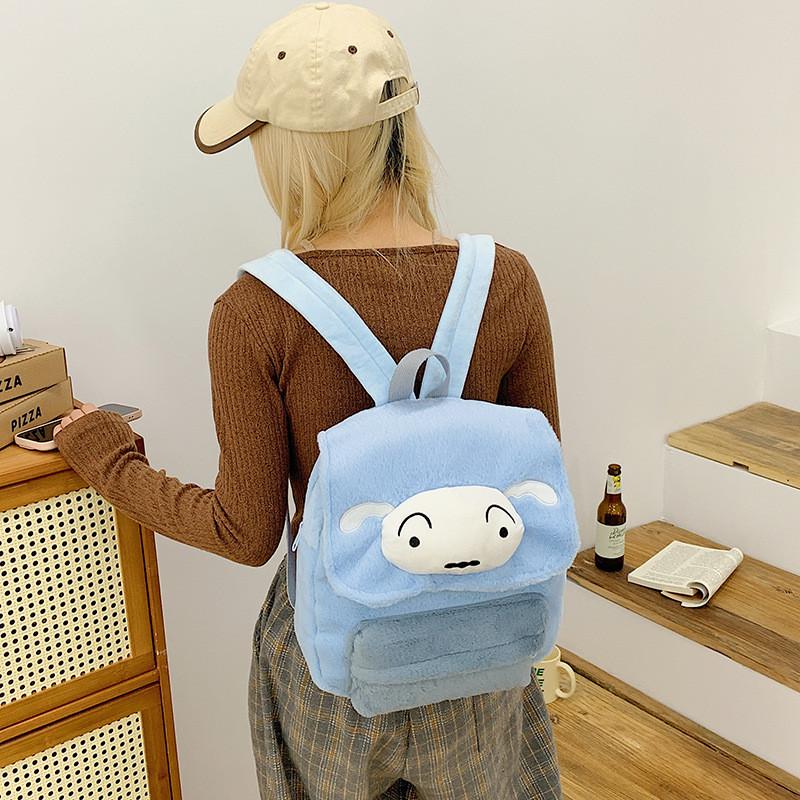 Shin Crayon Chan Boochan Nohara Shiro Plush Backpack Cartoon Pattern Schoolbag