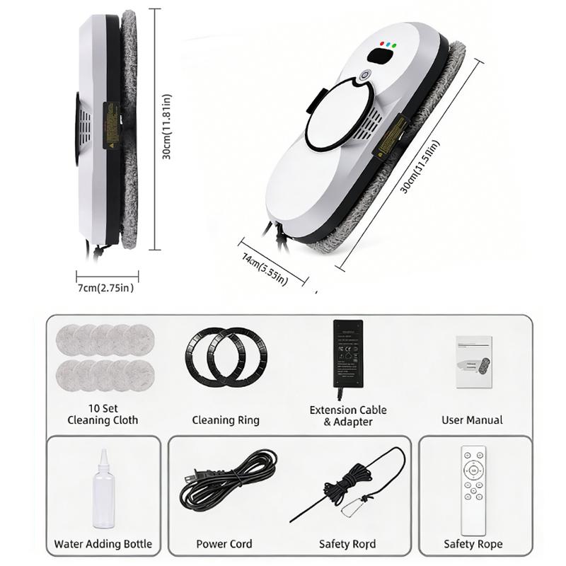 Робот для мытья окон дома с распылением воды и баком, умный пылесос для оконного стекла, машина для чистки стеклянных стен в одно нажатие UK