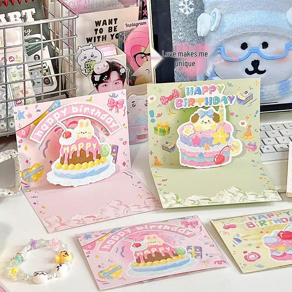 Creative 3D Cartoon Birthday Card: Folding Surprise Gift for Couples & Angels