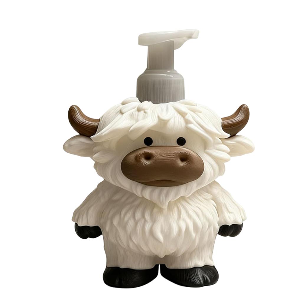 Adorable Highland Cow Farmhouse Cow Decor Soap Bottle with Pump Highland Cattle Soap Dispenser for Bathroom Kitchen Countertop