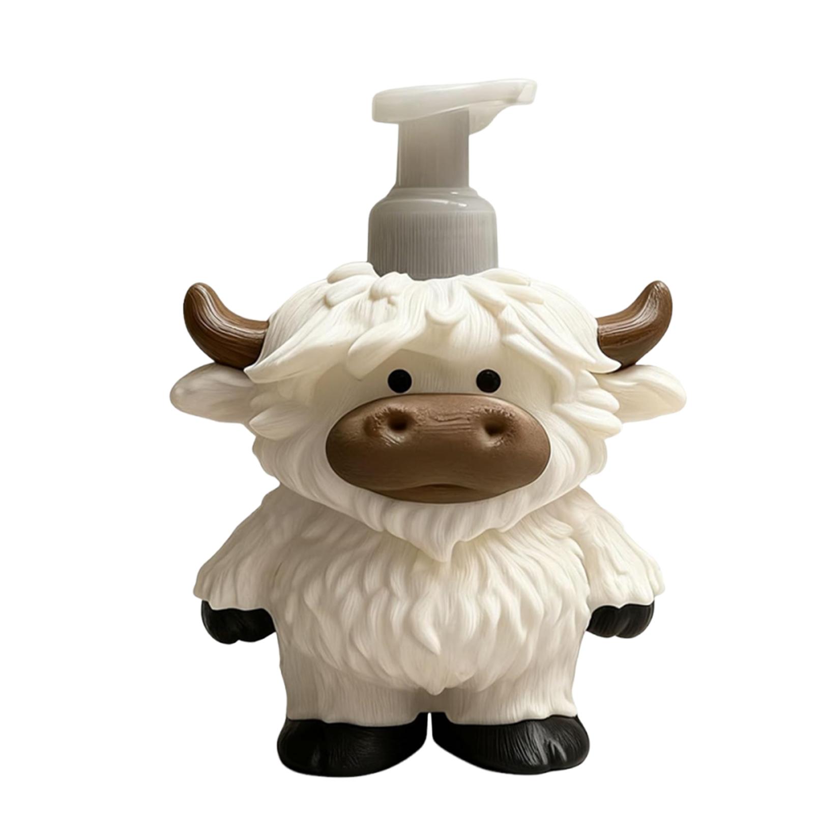 

Adorable Highland Cow Farmhouse Cow Decor Soap Bottle with Pump Highland Cattle Soap Dispenser for Bathroom Kitchen Countertop білий