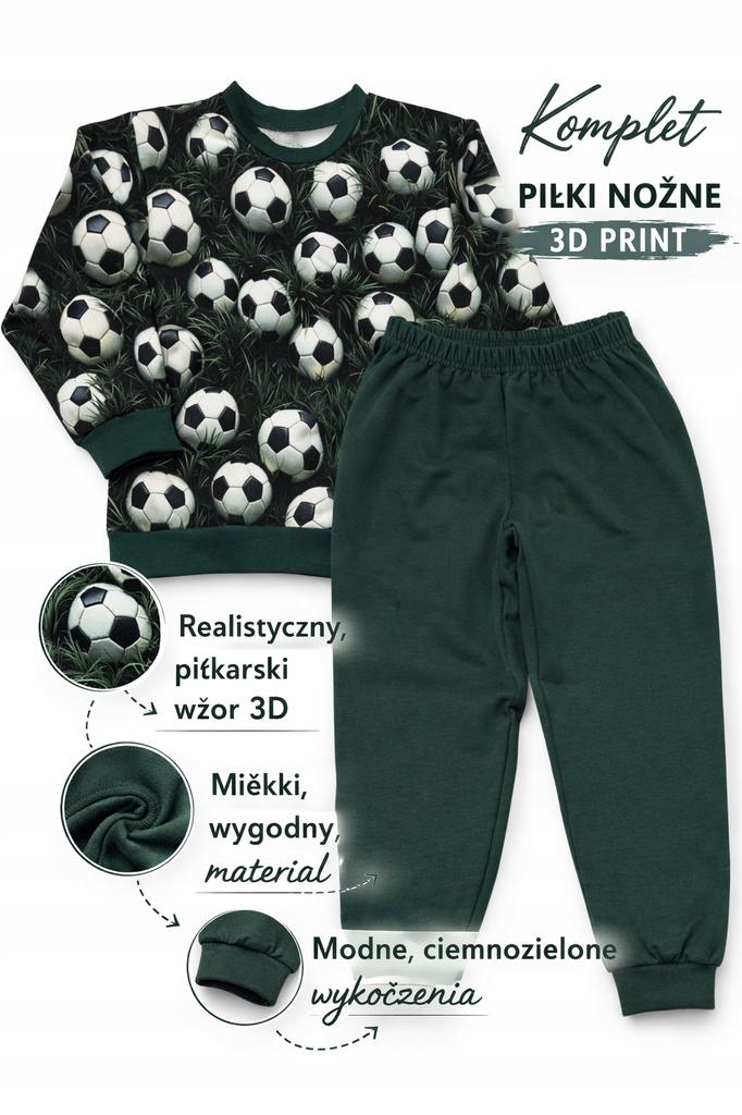 Komplet Dresowy Dla Chłopca 128 Dwuczęściowy Bawełna 100% Wzór Piłki