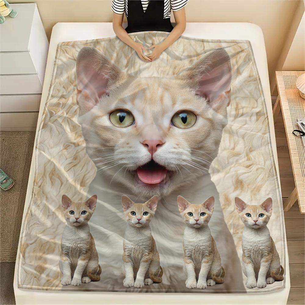 1Pc Cute Yellow Cat Print Flannel Blanket, High quality Comfortable for All Seasons, Home Decor, Warmth and Comfort, Perfect for Gifts