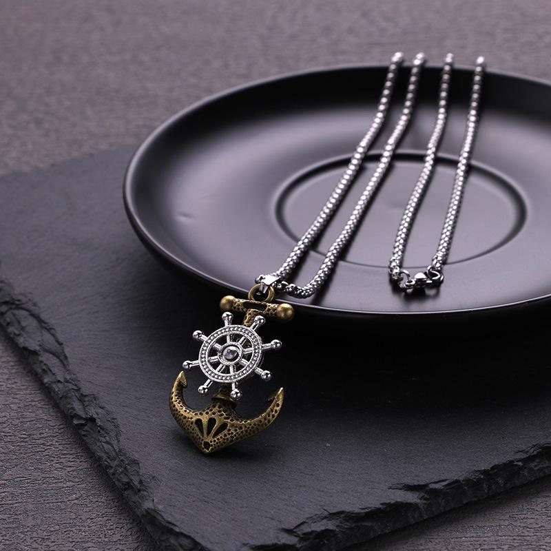 Modischer Retro Beweglicher Anker Titanstahl Herren Trendiger Anhänger Schmuck Anhänger Halskette
