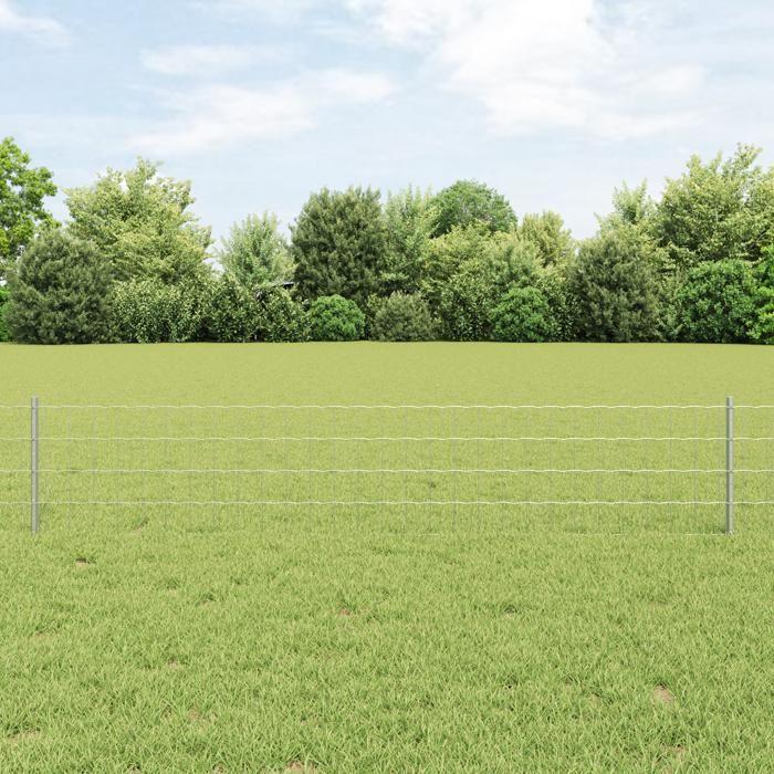 VidaXL Clôture Euro avec 5 poteaux U Argent 0,4x10 m Acier 3336168