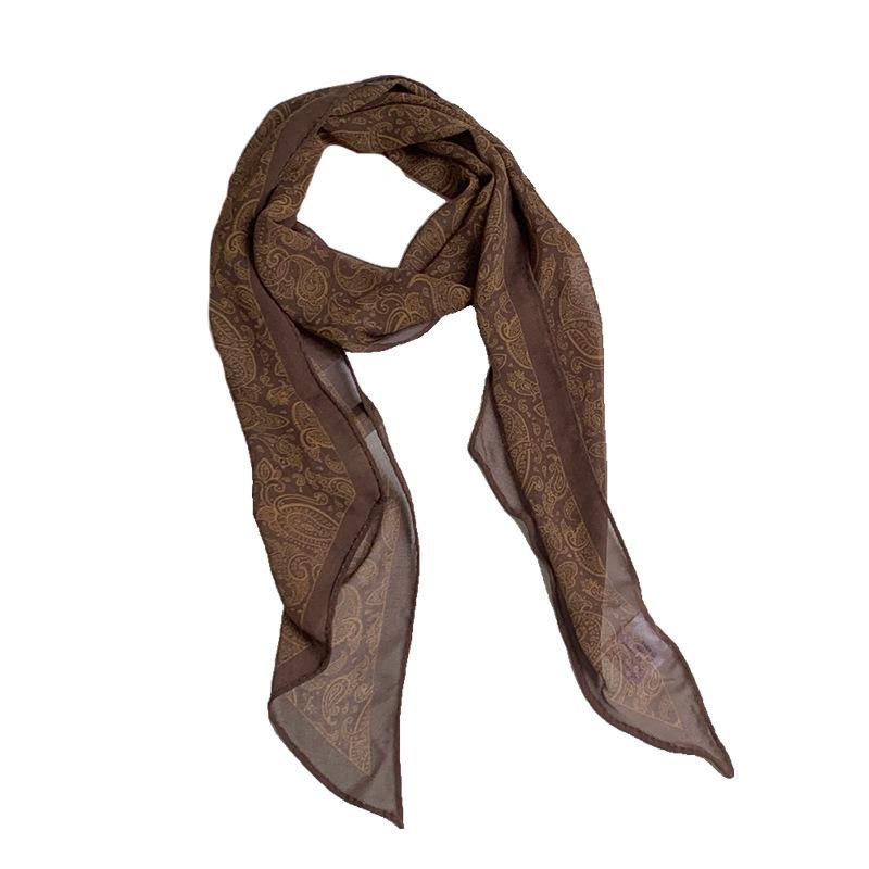 Silk scarf long strip high sense attack new Spice Girl spring and summer multi-purpose decorative small scarf headscarf headband belt belt