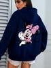 Disney Minnie Women Men Hoodie Cute Cartoon Print Oversized Loose Streetwear Autumn Winter Fashion Casual Pullover Sweatshirt