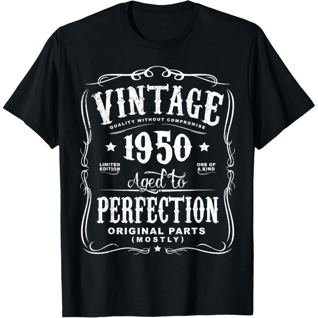Vintage 75th Birthday Decorations 1950 75 Years Old Funny T Shirts Humor Streetwear Tee Short Sleeve Unisex Loose Clothing