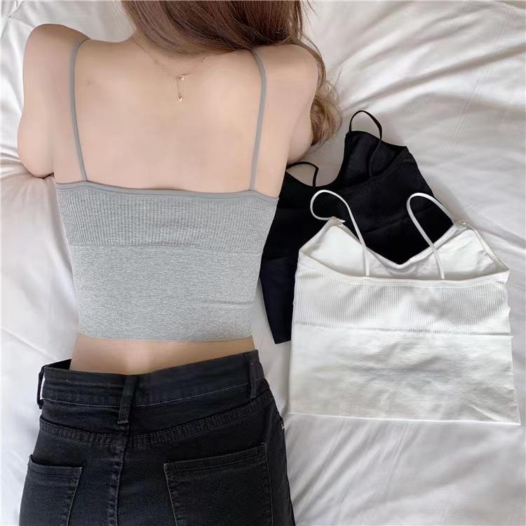 Hot-Selling Ribbed Little Bear Camisole with Chest Pads – Stylish Sports Tank Top