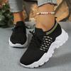 Women's Leopard Print Mesh Running Sneakers, Breathable Thick Sole Low-Top Lace-Up Sport Shoes