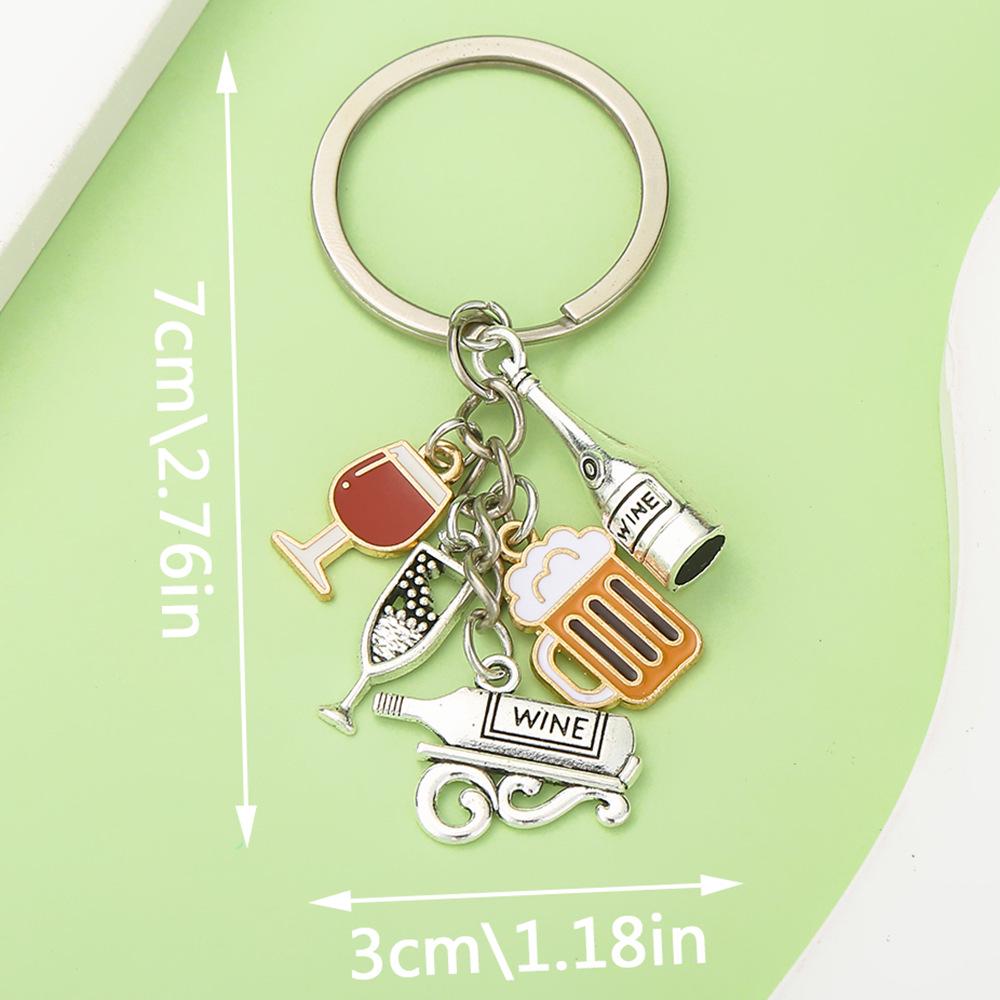 

Zinc Alloy Grape Pendant Keychain - Unique Wine Bottle Charm Ornament for Bags