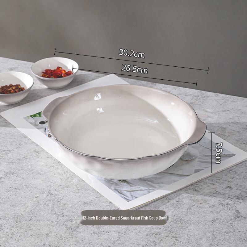 Japanese Style Ceramic Double-Handle Soup Bowl