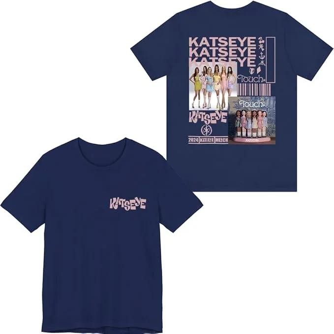 K Pop Tops Katseye Merch Touch Illustration Rock and Roll Hip-hop Rap Top High Street Sporty Casual T-shirt Men's Women's Couple