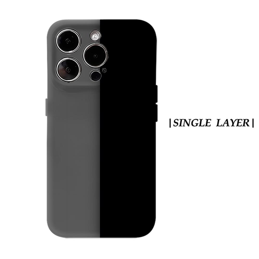 

Half Black Gray Split Phone Case for IPhone 17AIR 16E 16 15 14 13 12 11 17 Pro Max Plus Double-layer Back Cover IPHONE17PROMAX