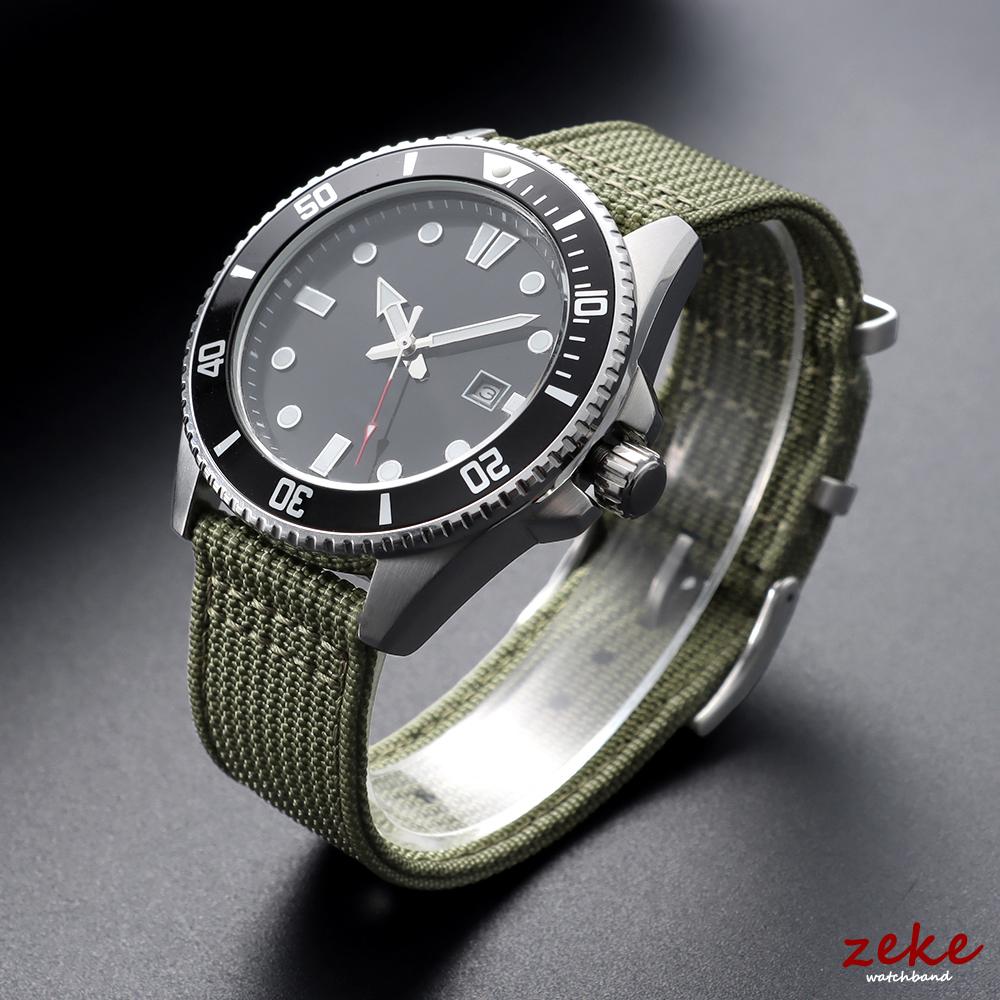 20mm 22mm Ribbed Nylon Watch Band Quick Release Army Green Nylon Strap Woven Canvas Fabric Band for Men Military Sports Bracelet