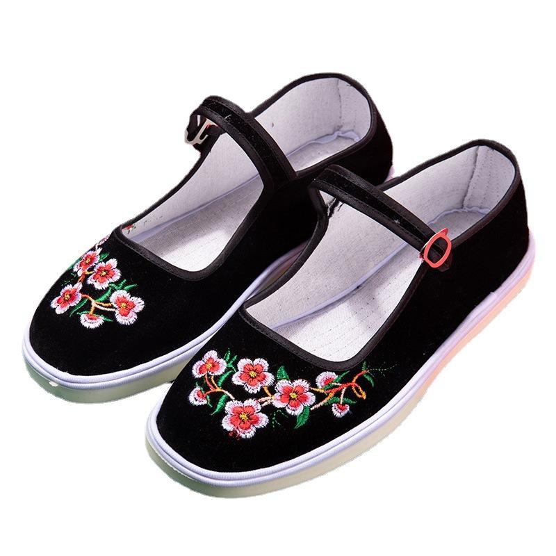 Online beef tendon sole old Beijing cloth shoes women's handmade cloth shoes lasagna cloth shoes casual shoes women's embroidered shoes mother shoes