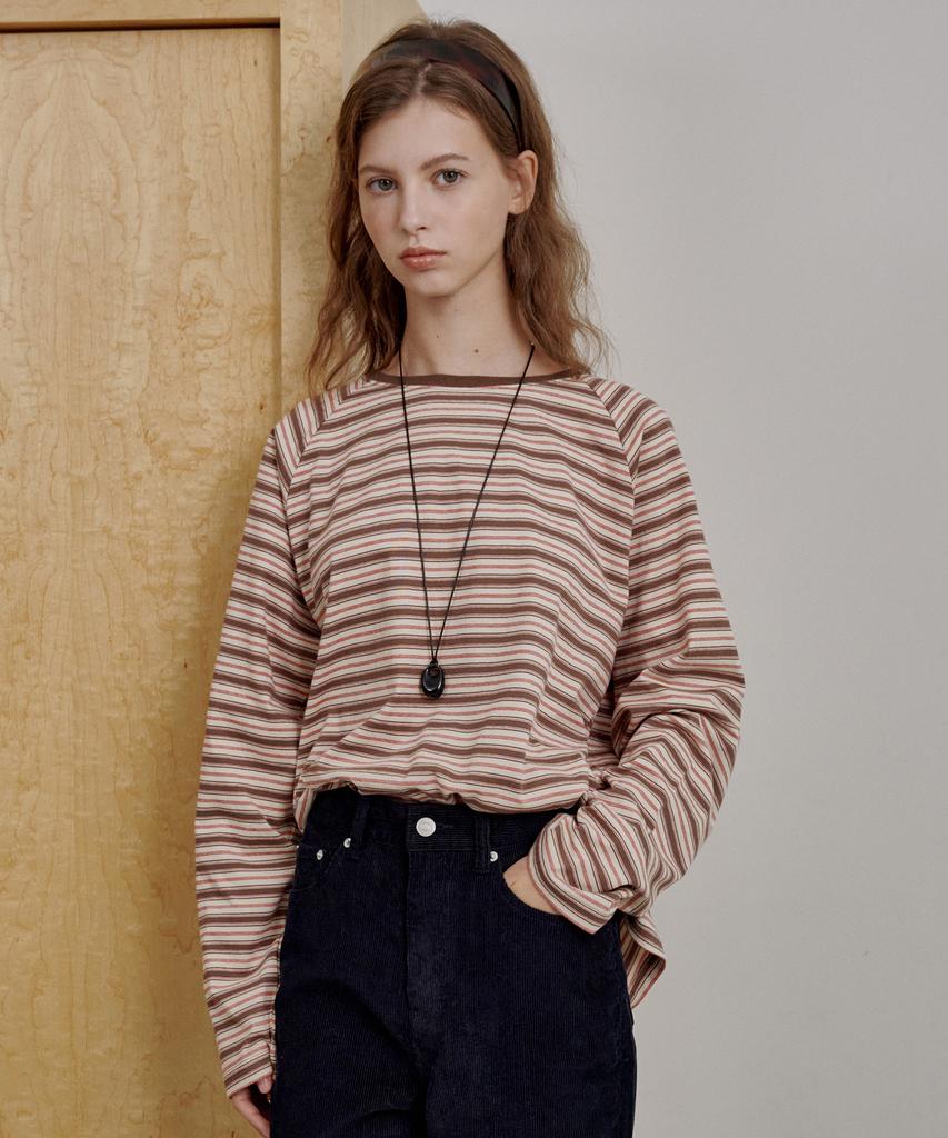 LOSSYROW Soft Stripe Long Sleeve Brown