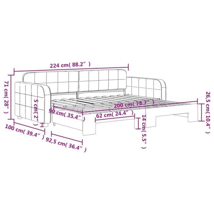 VidaXL Daybed with Pull-out Bed Dark Green 90x200 Cm Velvet 3196931