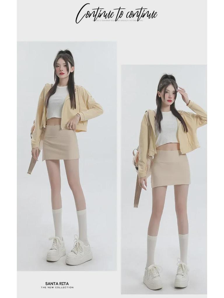 Gonna Midi Snellente a Vita Alta da Donna - Stile Hot Girl Primavera/Estate, Spacco Sportivo Bodycon Anti-Esposizione con Dettaglio Pantalone Fluido.