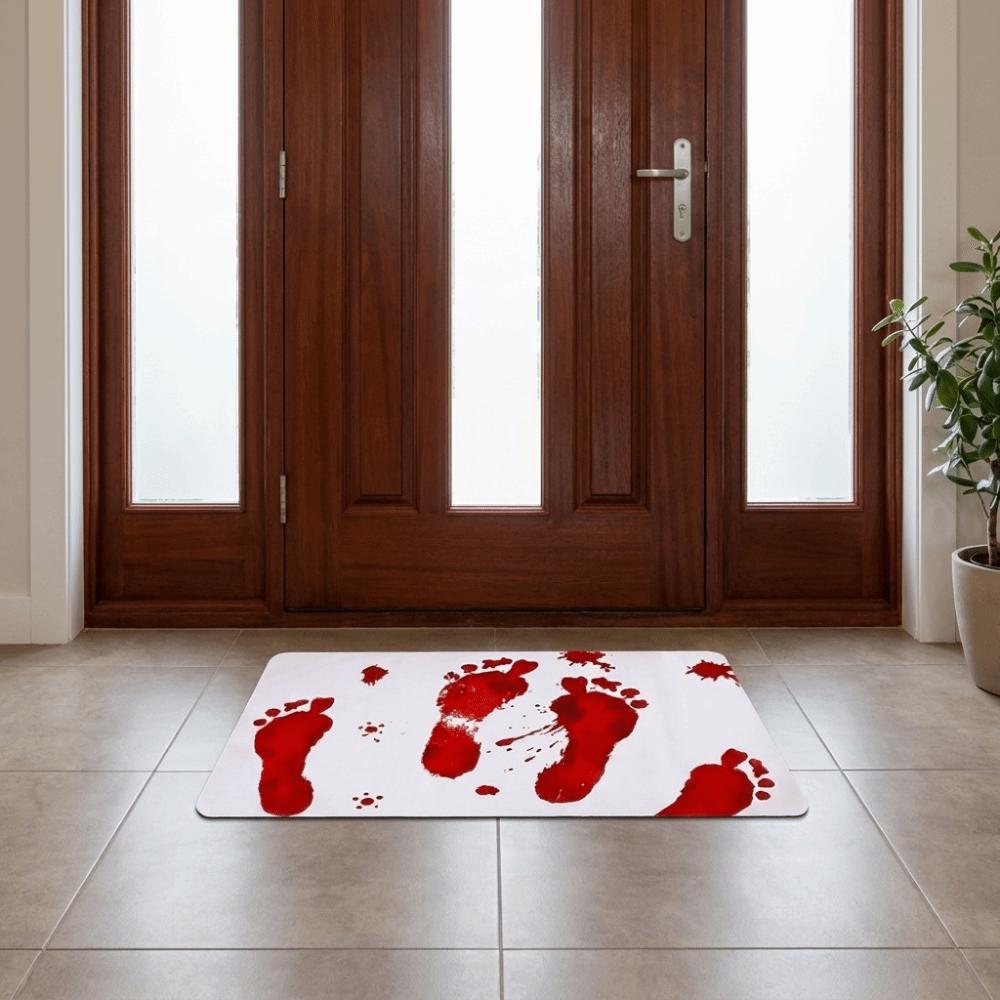 Funny Color Changing Blood Footprints Door Mat Non Slip Bloody Doormat Entrance Doormat  Indoor