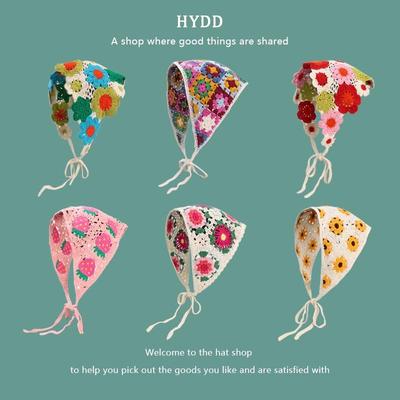 Daisy Knitted Cotton Triangle Headscarf - French Countryside Style