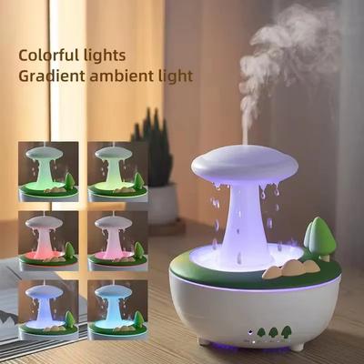 New Forest Pilz Aroma Diffusor Regentropfen Nebel ätherisches Öl Luftbefeuchter, 7-farbige LED-Stimmungslicht, USB-Luftbefeuchter für Zuhause und Schreibtisch