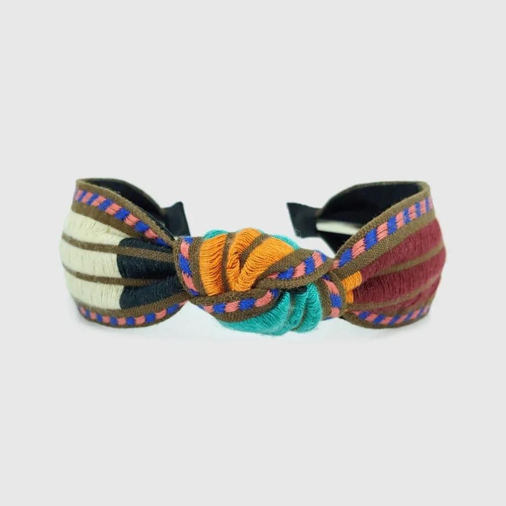Lala Ethnic Striped Hairband Brown LALAH207 3306103