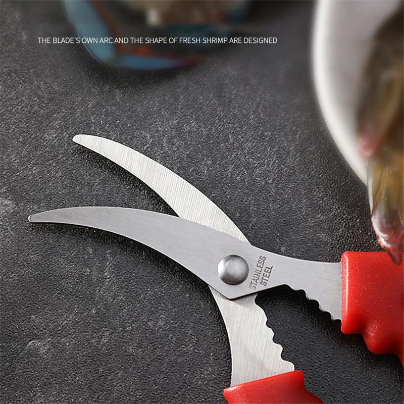 Stainless Steel Kitchen Shrimp Cutters Shrimp Line Stripping Tool Household Seafood Scissors Lobster Fish Prawn Peeler
