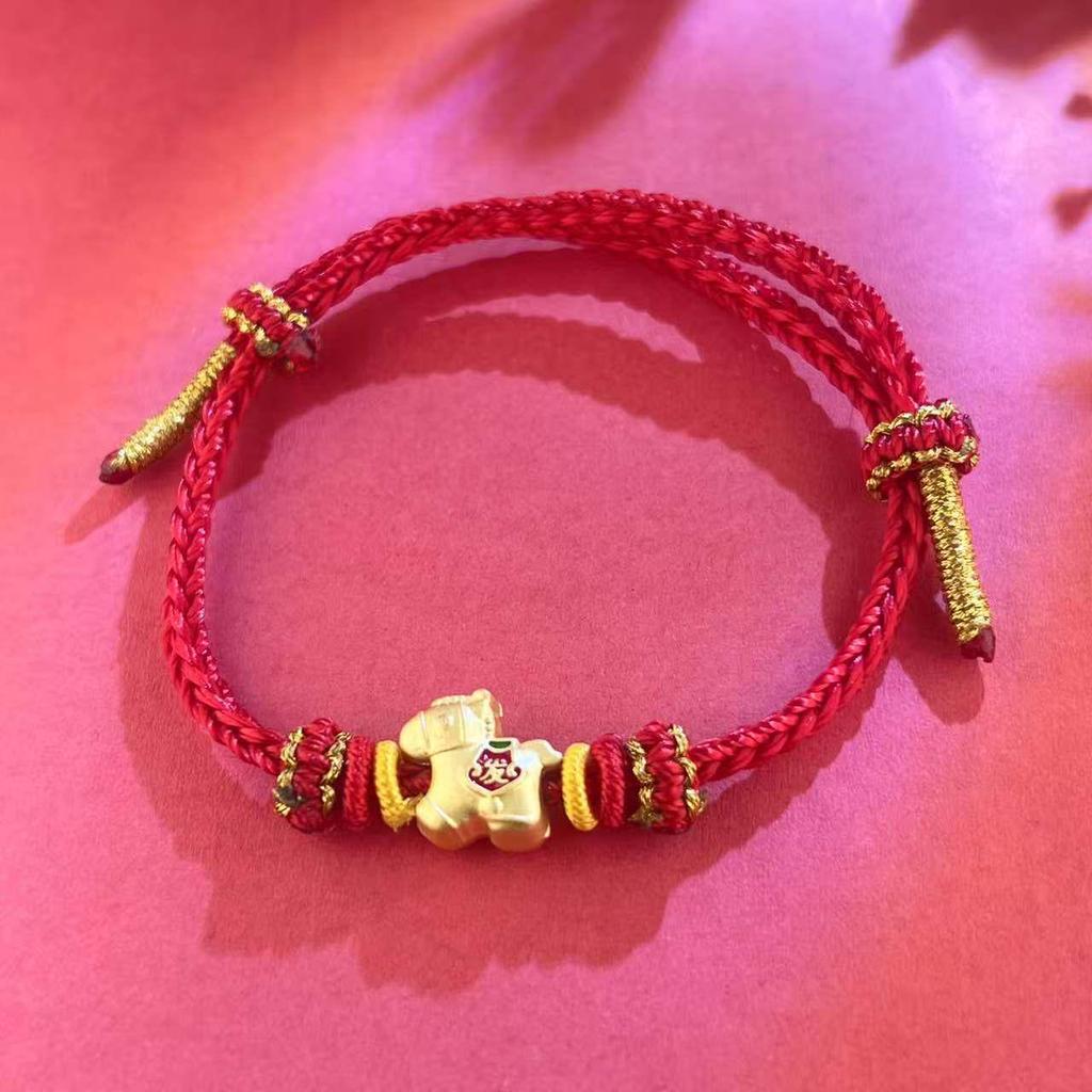 Instant Wealth Red String Bracelet - Year of the Horse, Light Luxury Zodiac Charm for Couples, Unisex Chinese Style Luck Bracelet