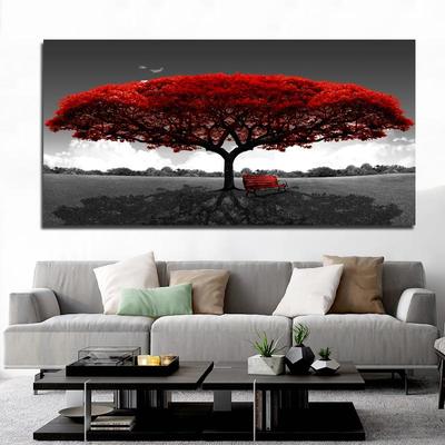 Dipinti su tela astratti albero rosso Paesaggio Wall Art Poster e stampe Alberi Immagini di arte moderna Decorazione della parete di casa Sfondo Decorazione della parete