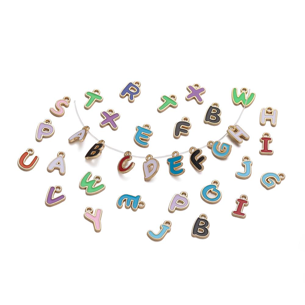 50/100pcs A-Z Alphabet Enamel Charms Colorful Metal Letter Pendants for DIY Jewelry Making Earrings Bracelet Necklace Accessorie