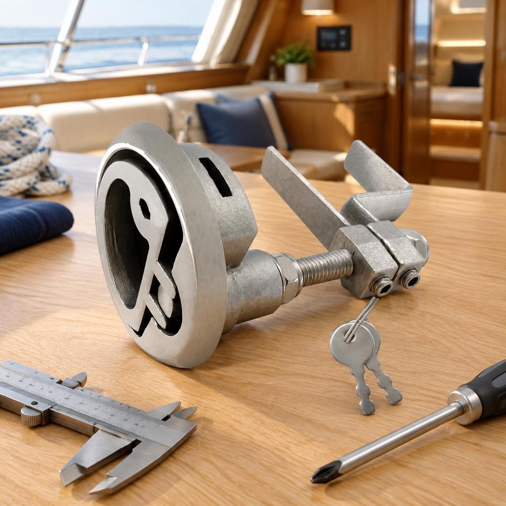 KeyOperated Deck Latch with Builtin Handle Resistant Round Faceplate Boat Lock Keys Keyed