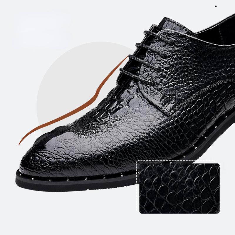 Chaussures Homme en Cuir Véritable Chaussures habillées Homme Peau de Crocodile de Luxe à Lacets Chaussure de Mariage Fête Chaussures Oxford Homme Bureau