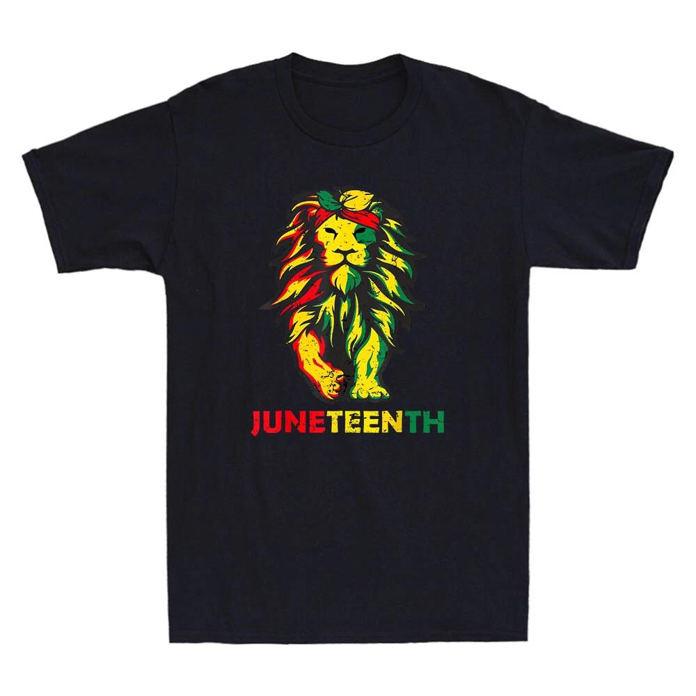 Lion Juneteenth Retro Black History African American Flag Vintage Men s T-Shirt M