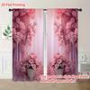 2PCS Pink Potted Curtain with Pole Bag Design Protecting Privacy Suitable for Various Decorative Scenes