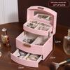 Minimalist High-end Jewelry Storage Box Pu Multi-layer Multi-function Large-capacity Jewelry Box with Mirror and Lock