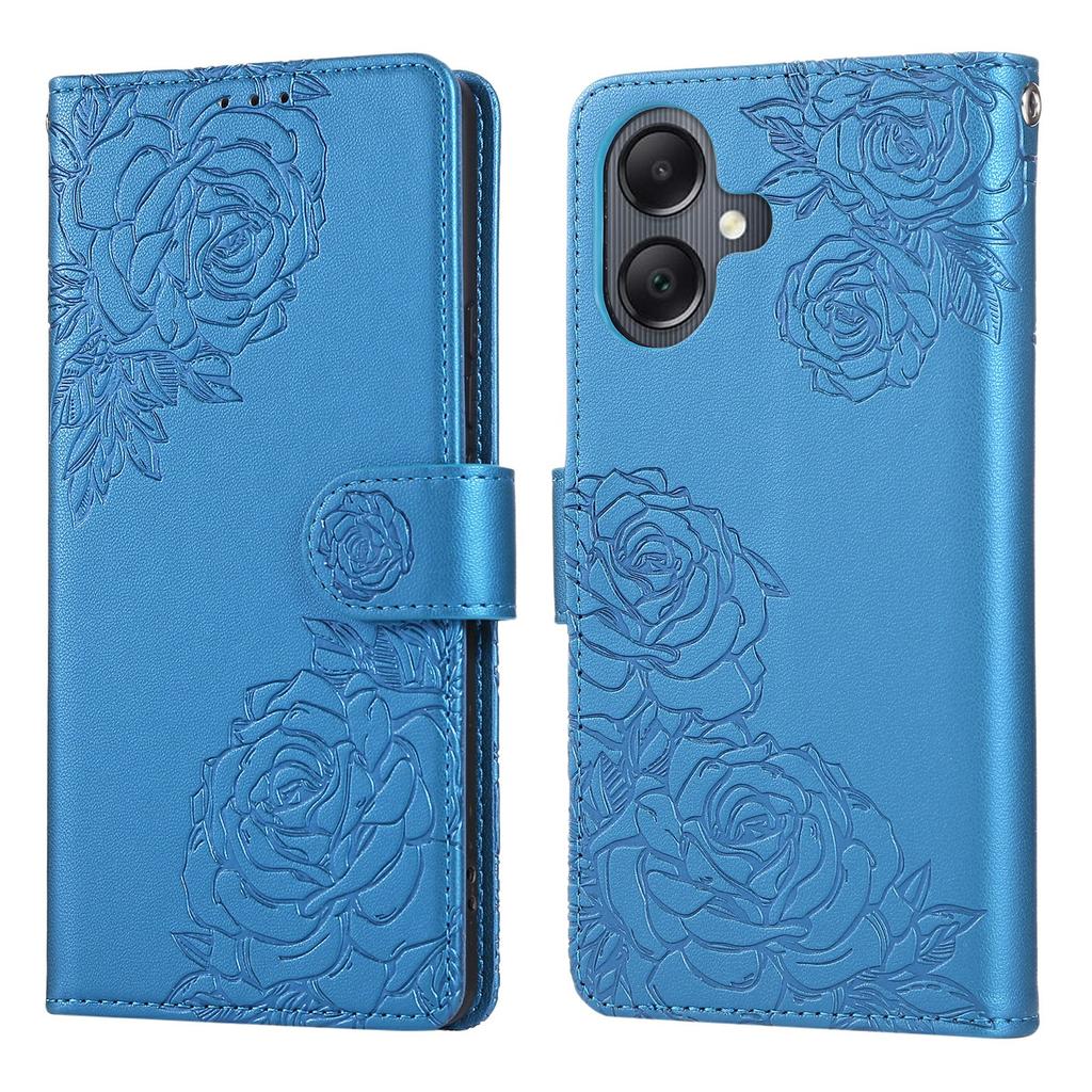 For Samsung Galaxy A06 4G Case Rose Flower PU Leather Wallet Phone Cover with 3 Card Slots