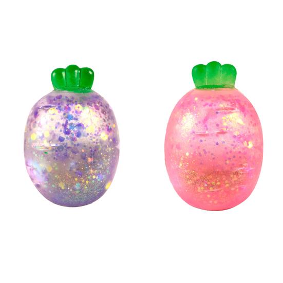 1/2/3/4Pcs Mini Radish Squeeze Toy Stress Relief Clear Glitter Radish Stress Sugar Ball Sensory Toy Decompression Fidget Toy Party