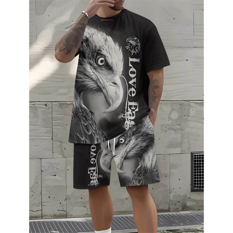 Set Estivo Casual da Uomo con T-shirt e Pantaloncini Abbigliamento Sportivo Due Pezzi Stampa 3D di Ancora Moda Stile Hawaiano Street Single