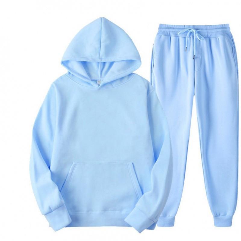 Mens Casual Sport Set Hooded Sweatshirt Pants Loose Fit Cotton Blend Tracksuit