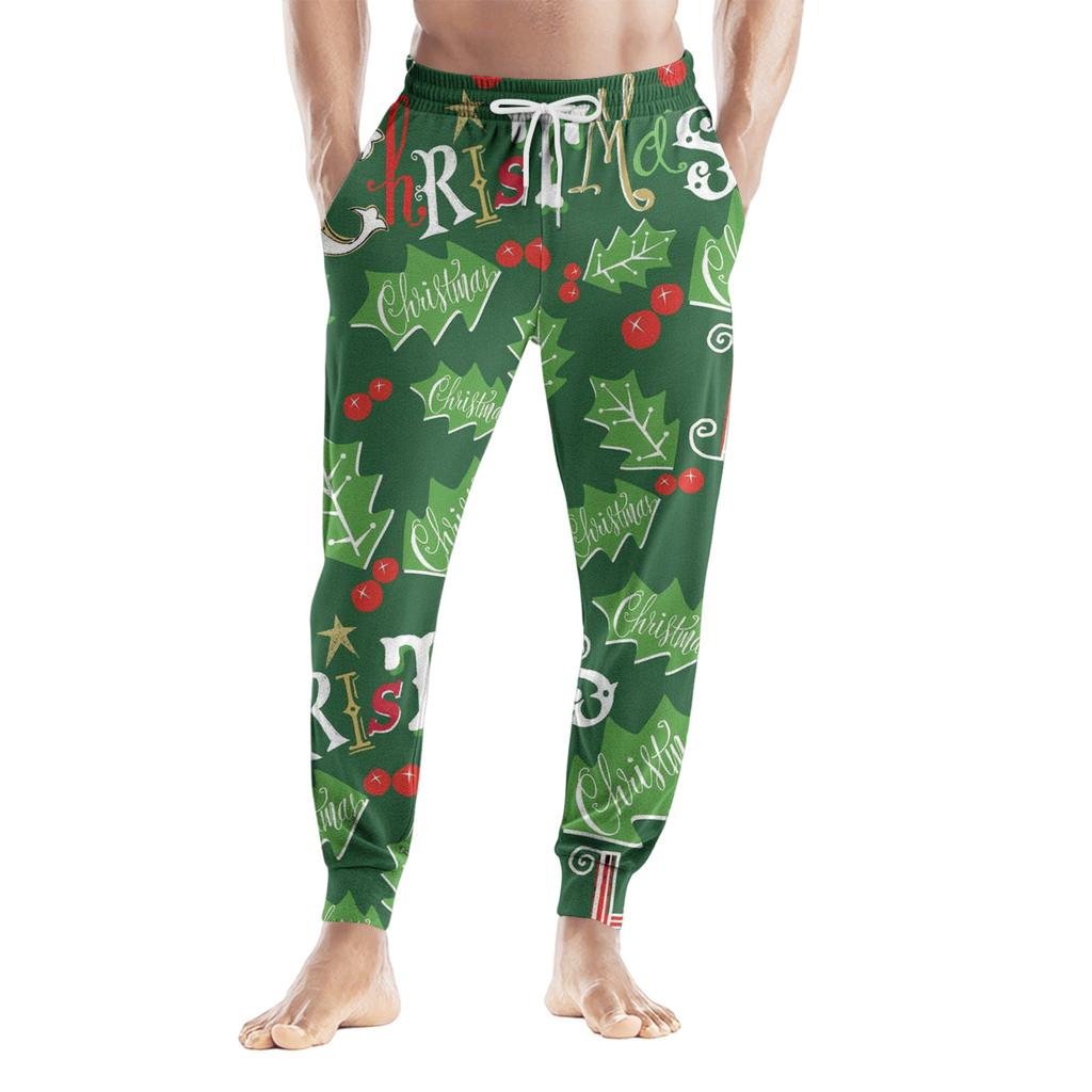 Men's Drawstring Pocket Casual Pants, Checkered Striped Printed Pocket Casual Pants, Home Sleeping Pants