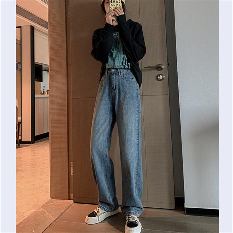 2022 Fashion Trend Casual Straight Leg JeansFor Women High Waist Korean stytle Denim Pants Baggy Pants comfortable Trousers