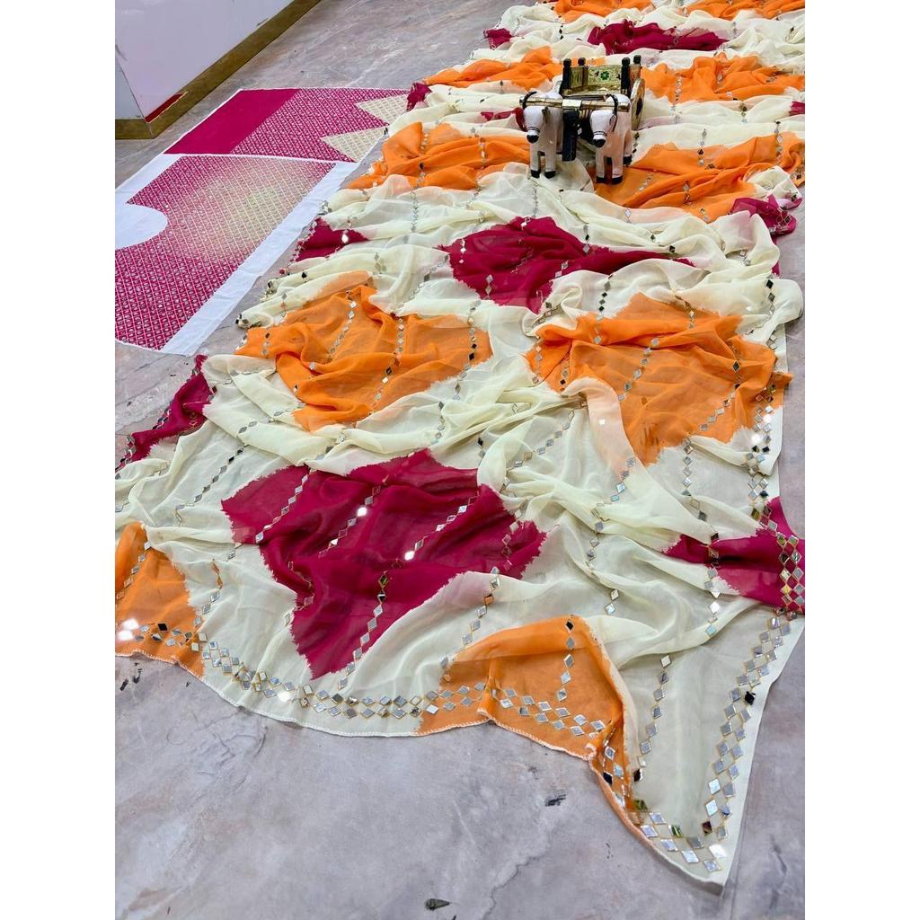 New Launch Premium Designer Mirror Work Saree