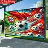 Sfondo 2D Squadra Nazionale Portoghese con Azione Calcistica e Sfondo Fotografico Bandiera