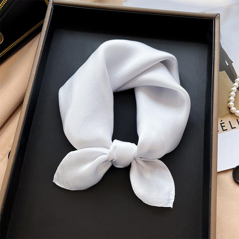 Korean version plain color high-end silk scarf women's 53 mulberry silk square scarf summer solid color versatile silk square scarf scarf