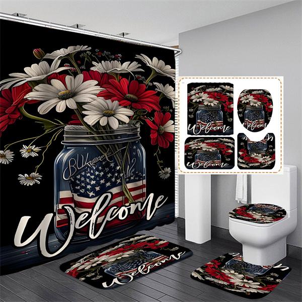 GORĄCY Różowy Wodoodporny Zasłona Prysznicowa do Kąpieli z Drukiem 3D Łazienka Dywanik na Postument Pokrywa na Toaletę Dywaniki Mata Kąpielowa Zasłona Prysznicowa