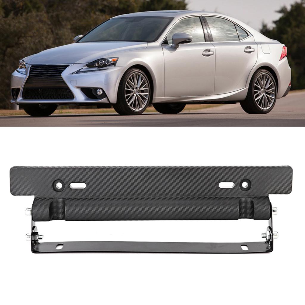Front Rear Adjustable Carbon Fiber Texture License Plate Frame US Style