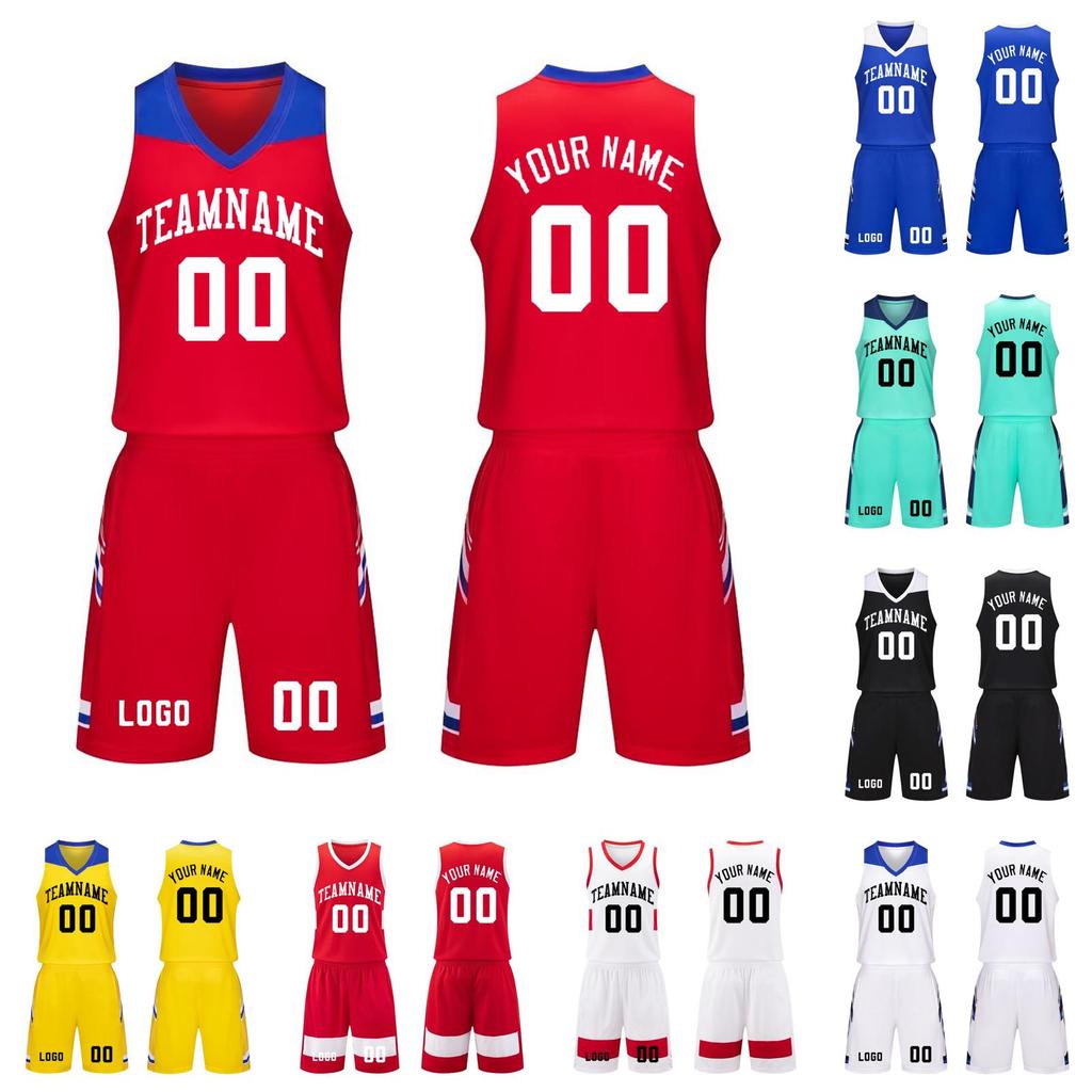 Custom Basketball Jersey Set for Men and Youth Breathable Sports Uniform Two Piece Sleeveless Top and Shorts for Team School Training