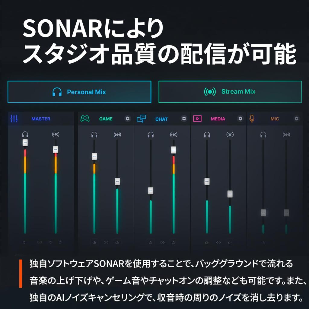 SteelSeries Alias PC Compatible with USB Microphone for Distribution Game Streamer Content Creator Sonar Audio Software AI Noise Canceling LED